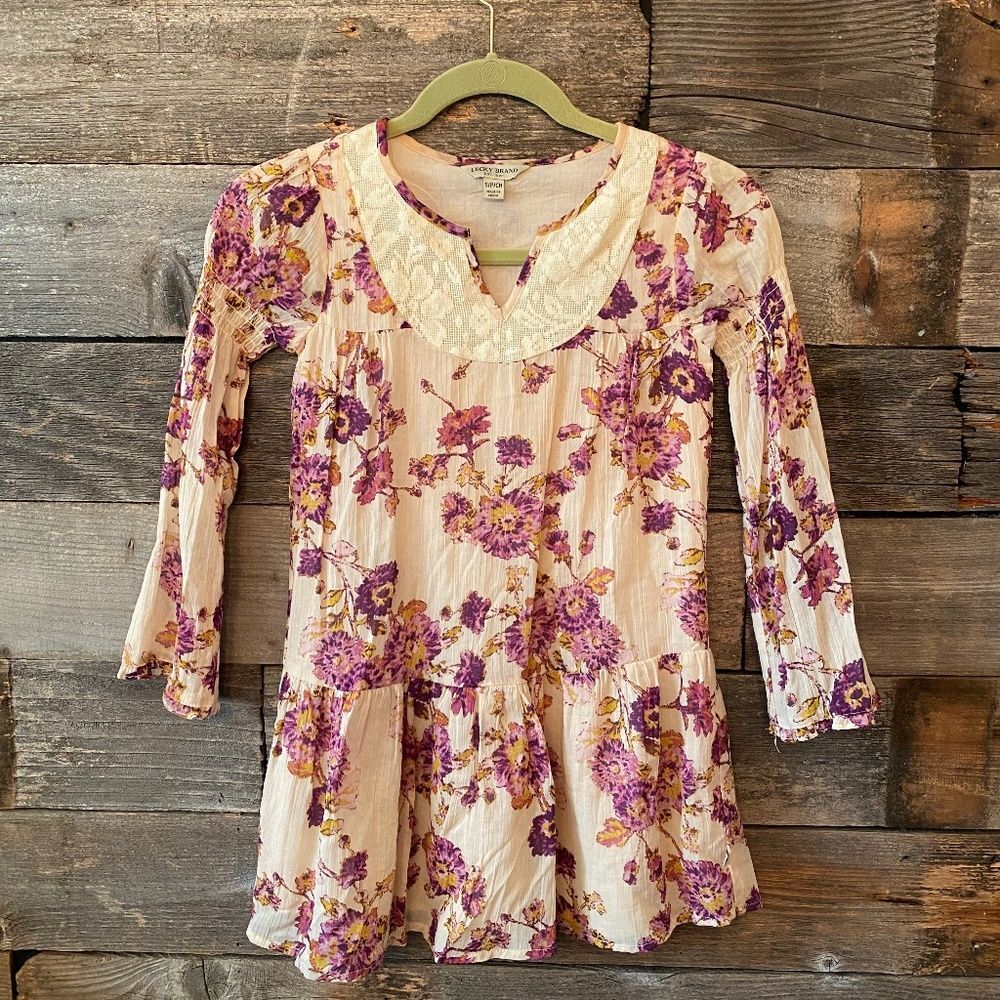 Lucky Dress Biscotti Floral Charlene drop waist S